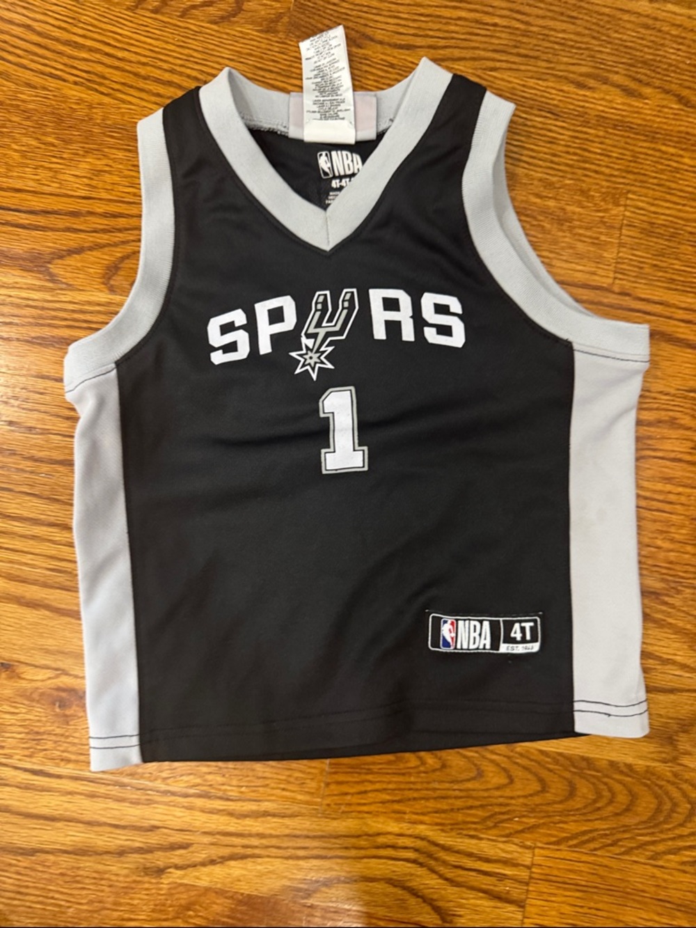 NBA San Antonio Spurs Black and Gray Kids Jersey Tank 4t wembanya #1